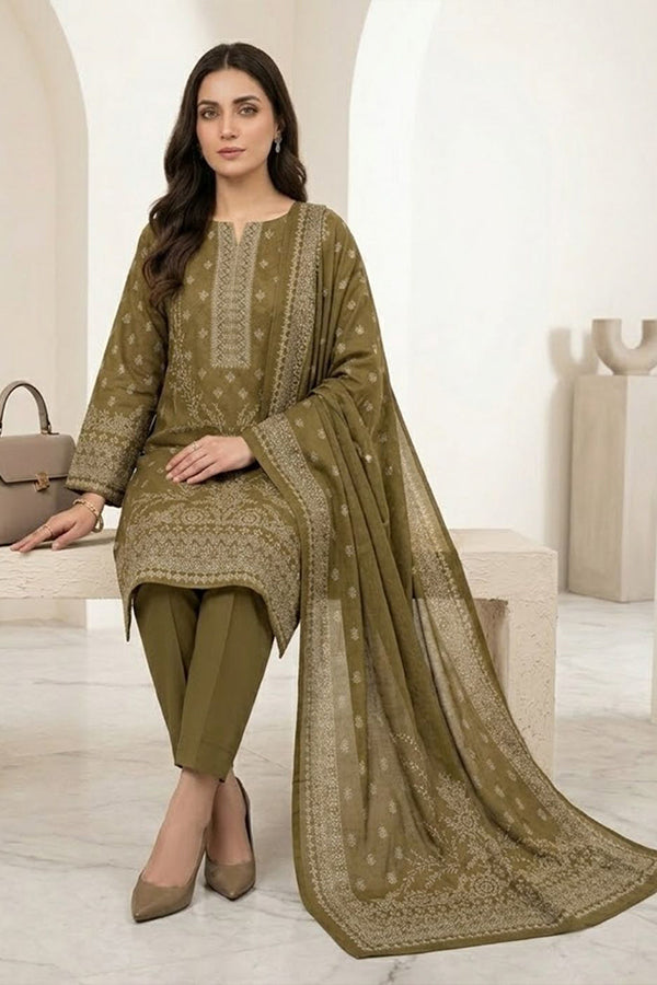 BR Bismal Dhanak'26 3Pcs D#6 Mehndi