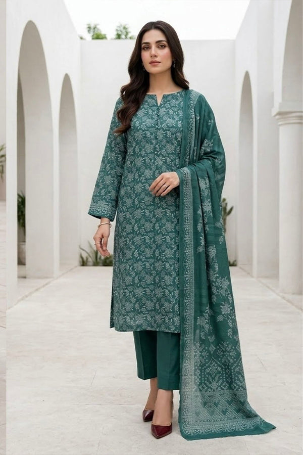 BR Sehar Dhanak'26 3Pcs D#7 (Green)