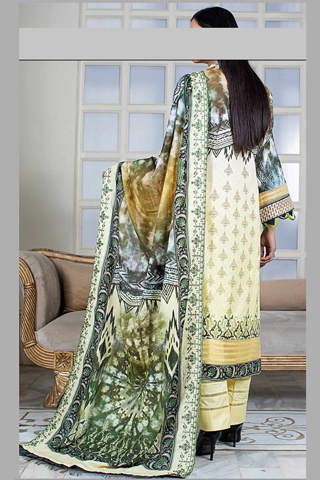 Noor E/Lawn Sitara L/Dupatta`23 D#64 (Lemon)