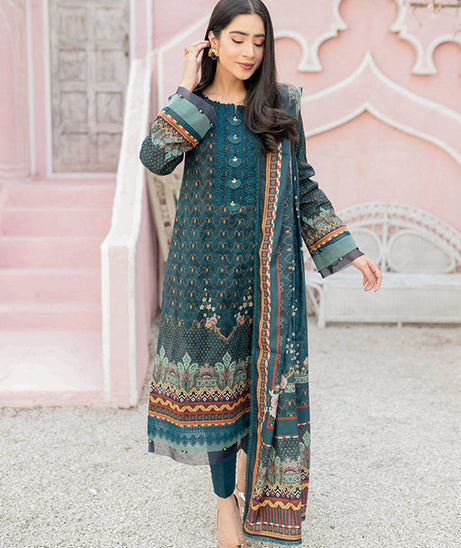 Firdous Print Lawn`22 D#2377 Blue
