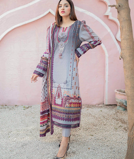 Firdous Print Lawn`22 D#2375 M Grey