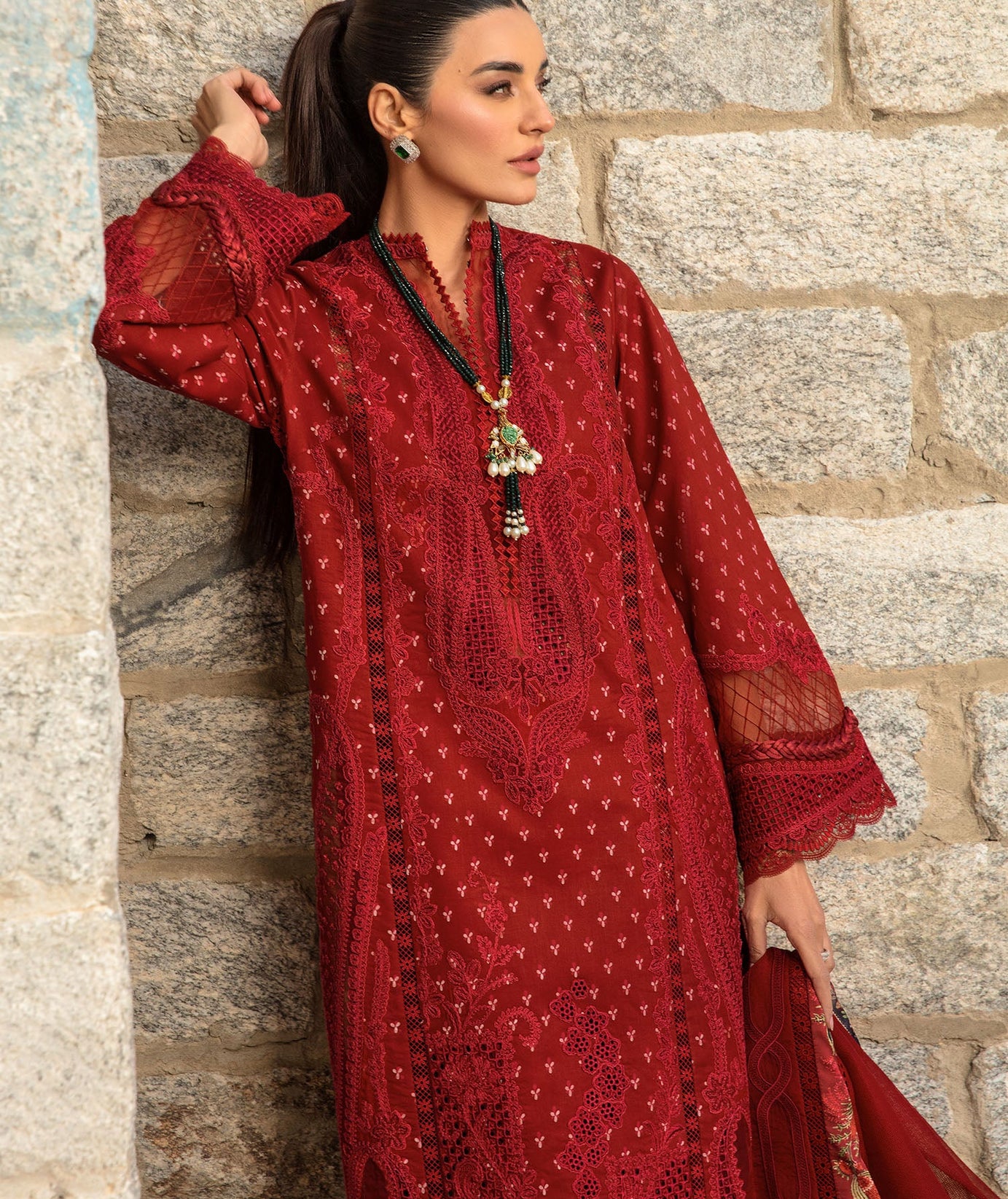 CRIMSON LAWN 2024 D#1A (Dancing Paisleys - Ruby