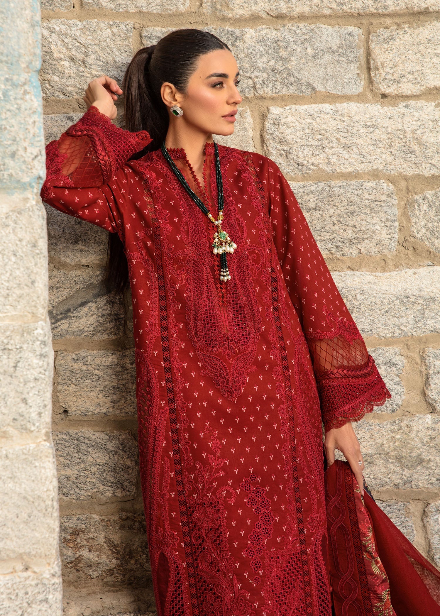 CRIMSON LAWN 2024 D#1A (Dancing Paisleys - Ruby