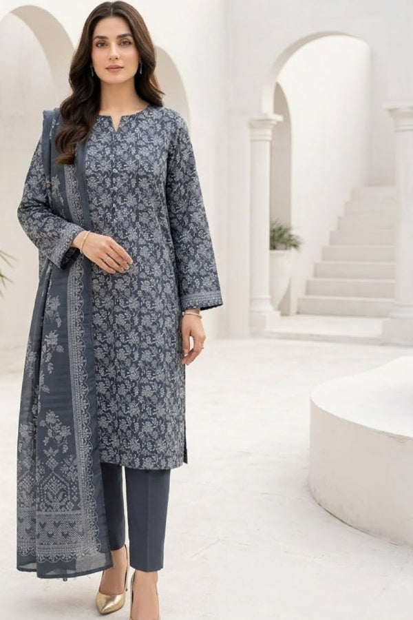 BR Sehar Dhanak'26 3Pcs D#3 (G Grey)