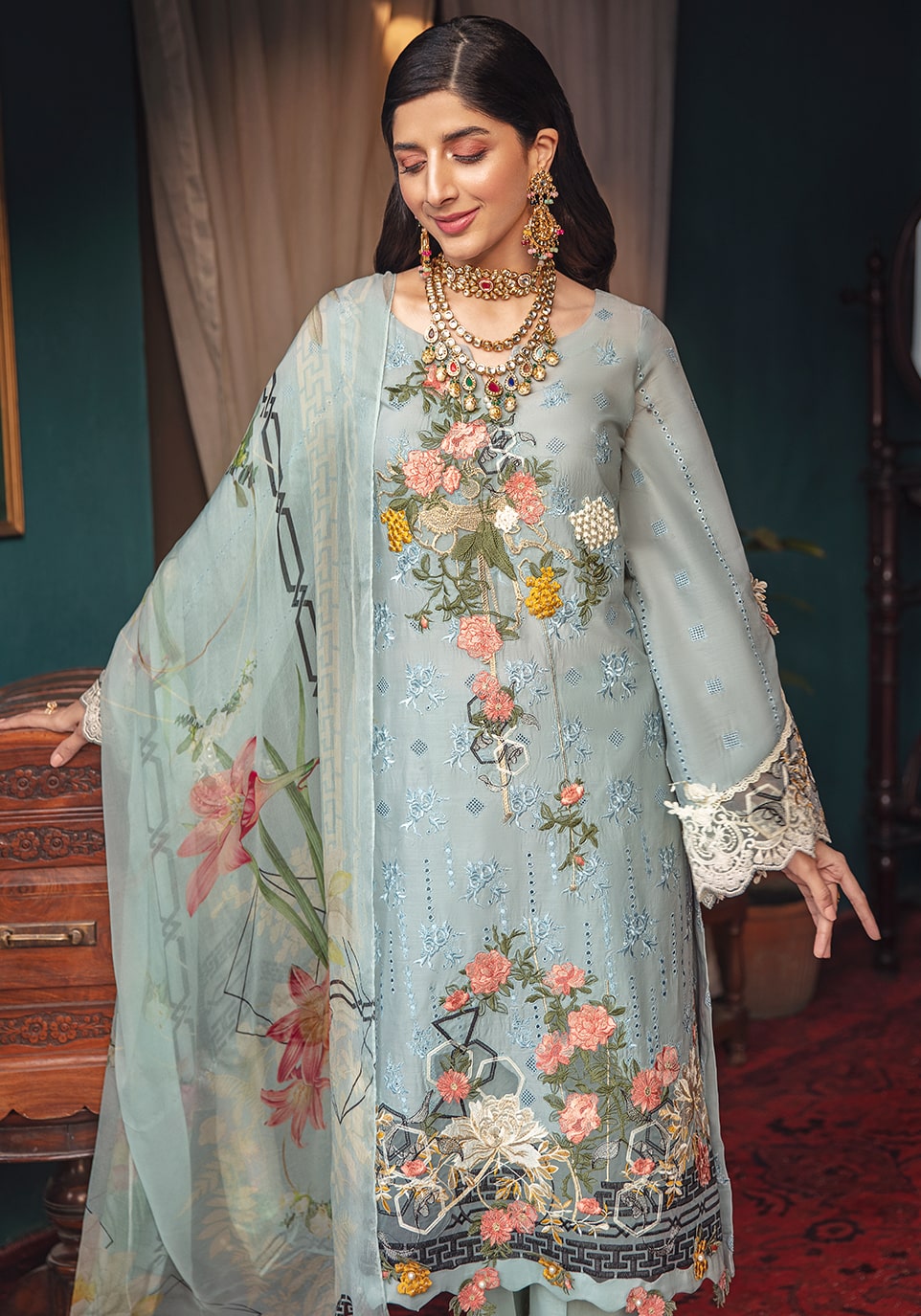Elaf Festive Chikankari Collection'22 EFC#08 Celeste