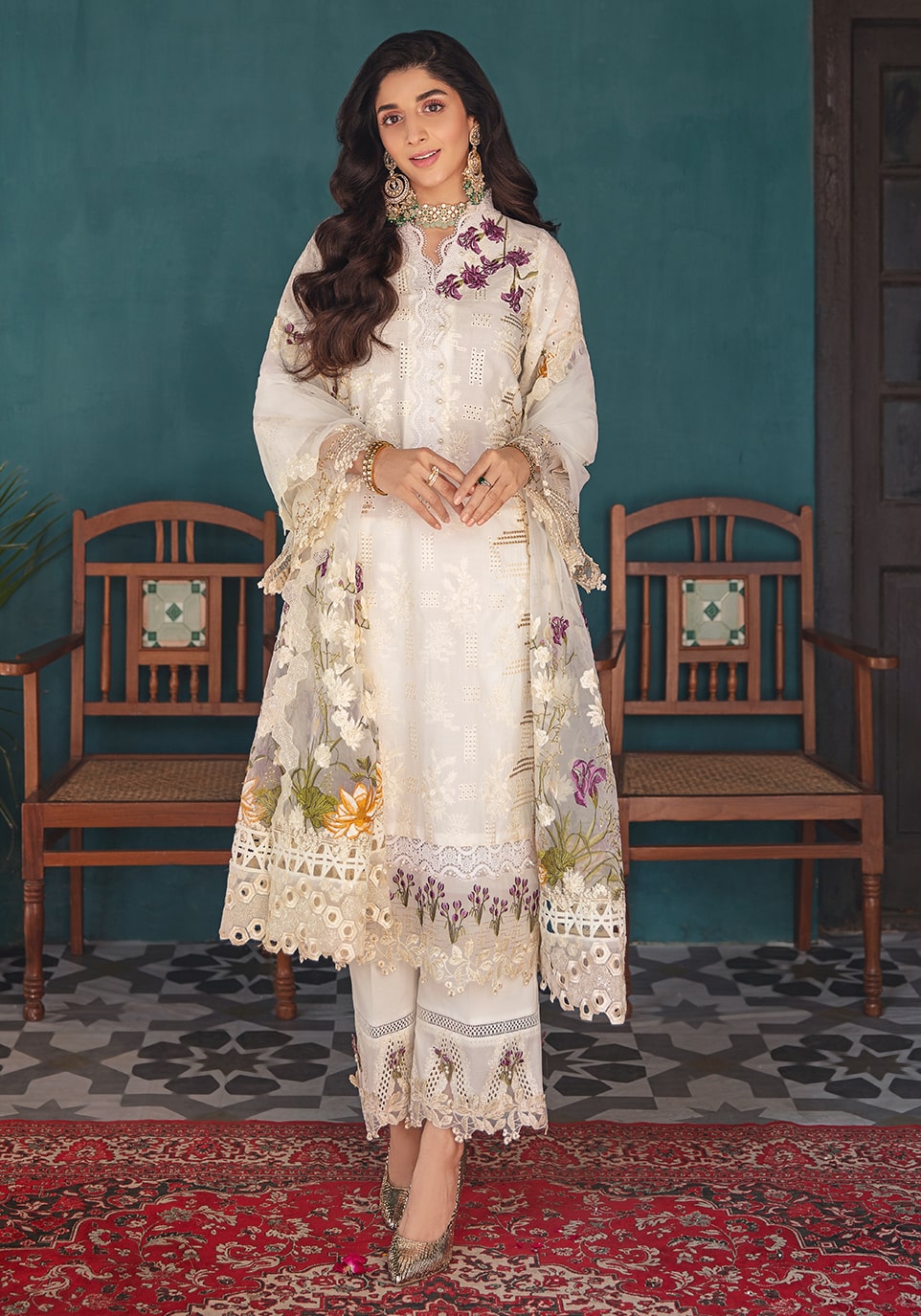 Elaf Festive Chikankari Collection'22 EFC#06-A Crystal