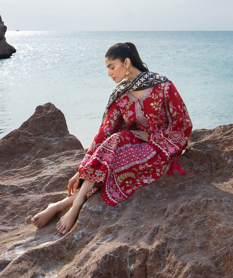 Siraa By SadafFawadkhan Luxury Lawn`26 D#4 (Laal)