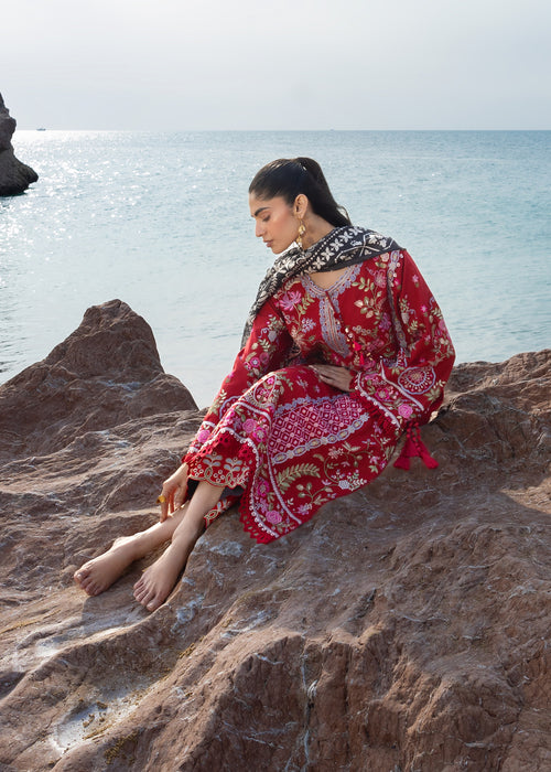 Siraa By SadafFawadkhan Luxury Lawn`26 D#4 (Laal)