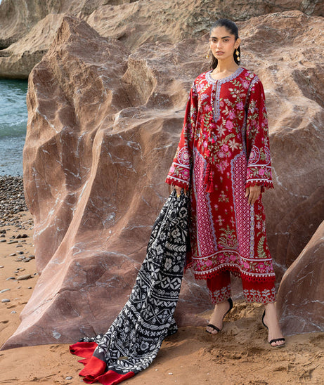 Siraa By SadafFawadkhan Luxury Lawn`26 D#4 (Laal)