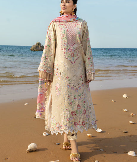 Siraa By SadafFawadkhan Luxury Lawn`26 D#7 (Sunehri)