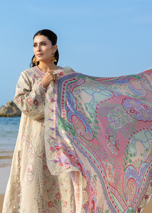 Siraa By SadafFawadkhan Luxury Lawn`26 D#7 (Sunehri)
