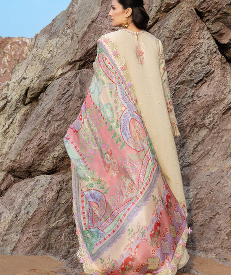 Siraa By SadafFawadkhan Luxury Lawn`26 D#7 (Sunehri)