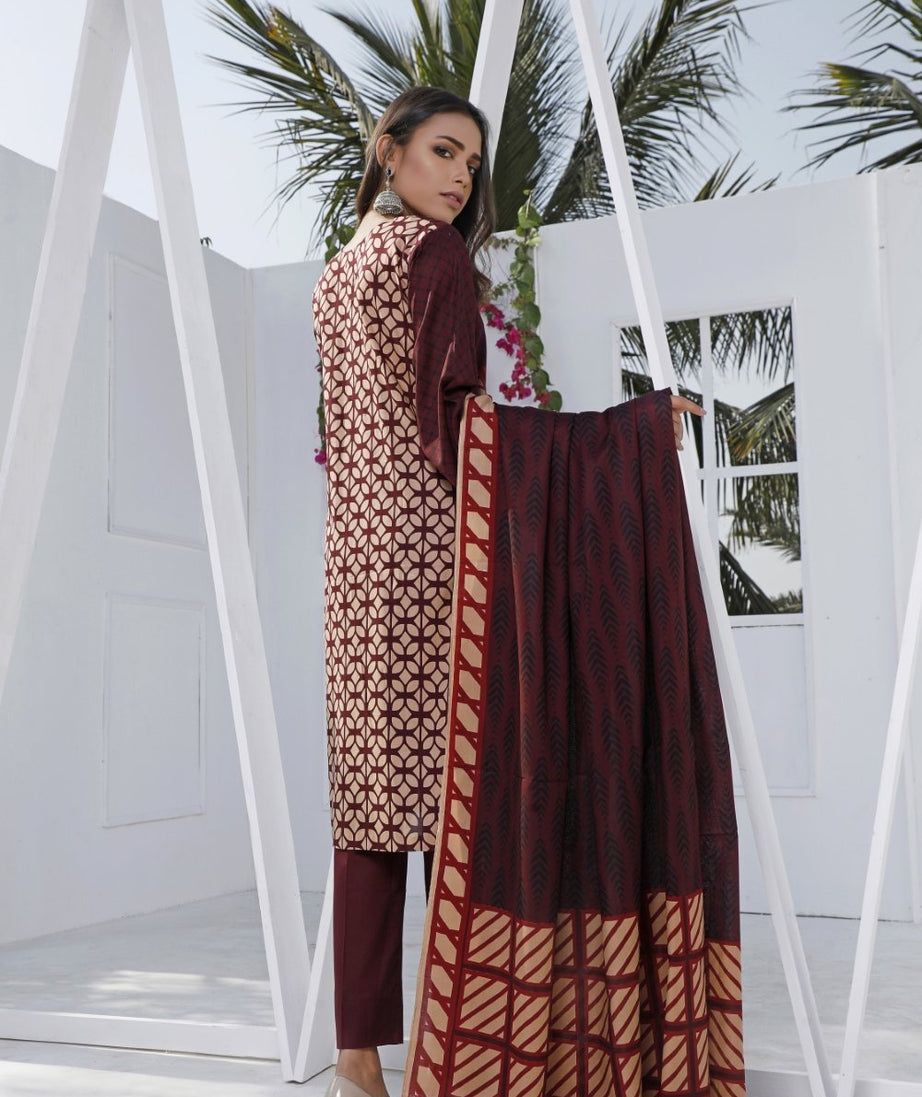Ittehad Crystal Lawn'21 D # 21117 Maroon