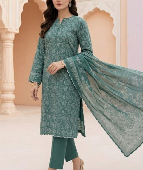 BR Sehar Dhanak'26 3Pcs D#7 (Green)