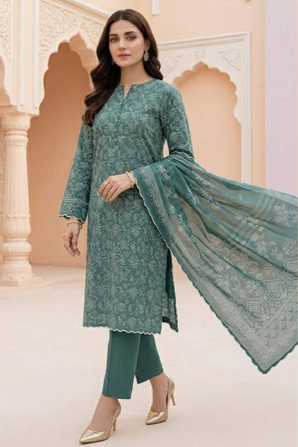 BR Sehar Dhanak'26 3Pcs D#7 (Green)