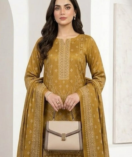 BR Bismal Dhanak'26 3Pcs D#8 Mustard
