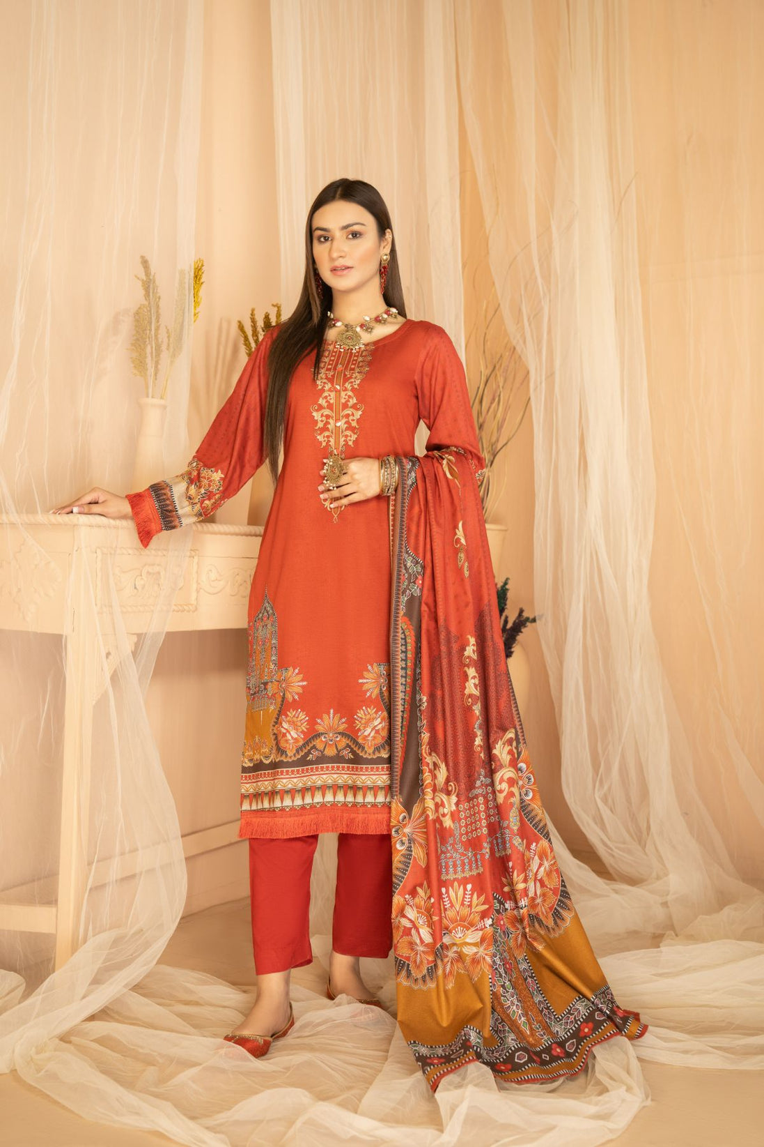 Sitara Raw Silk Linen`23 D#29 (Red)