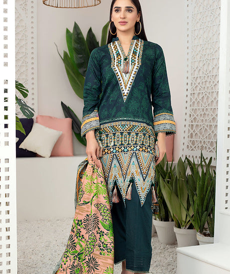 Al Zohaib Monsoon Lawn'22 D#7052 D Green