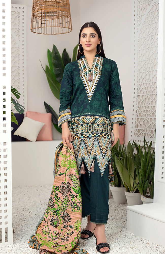 Al Zohaib Monsoon Lawn'22 D#7052 D Green