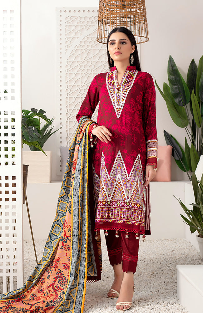 Al Zohaib Monsoon Lawn'22 D#7052 Maroon