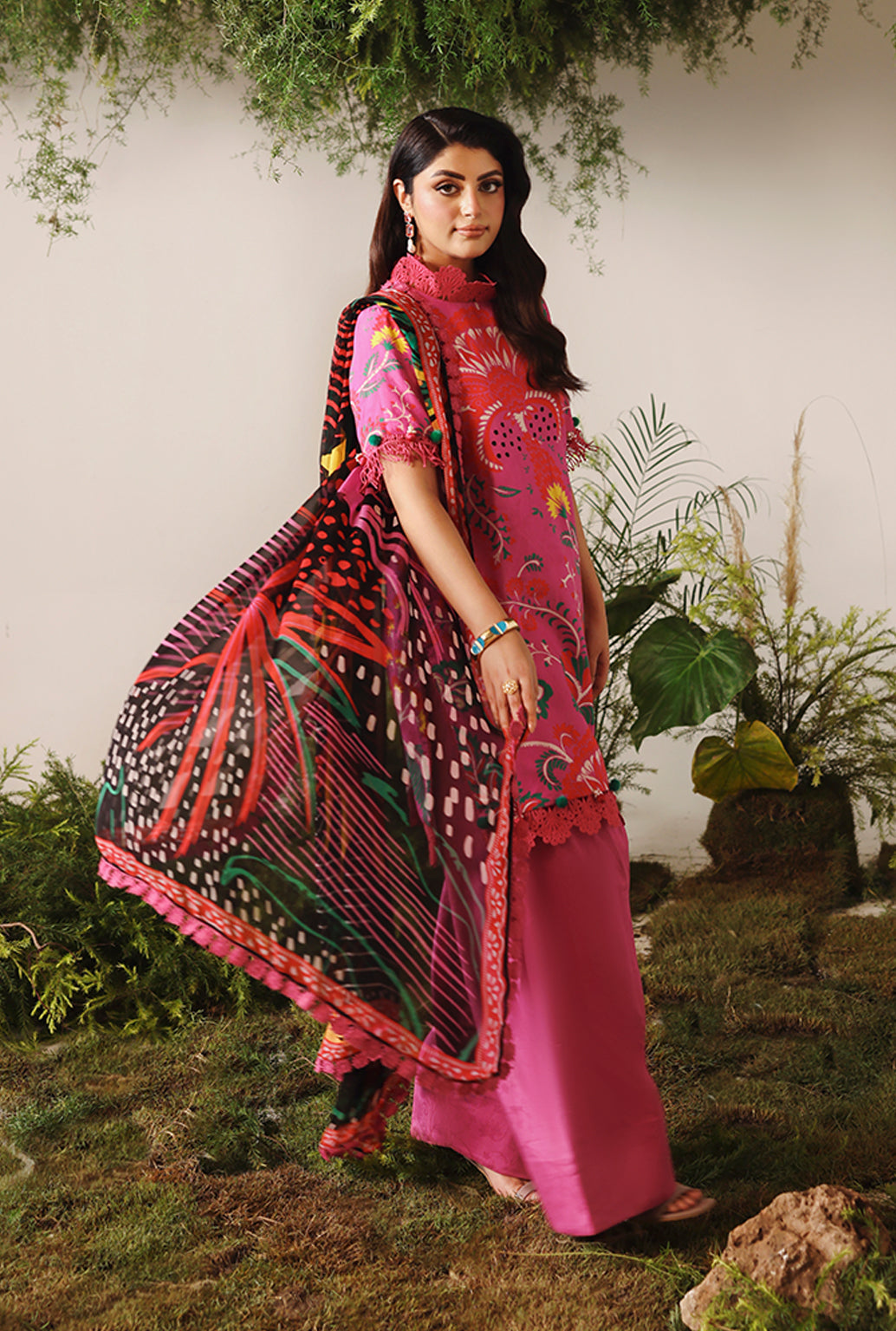 Naqsh Bloom & Vogue Jacquard`25 Deep Pink D#164