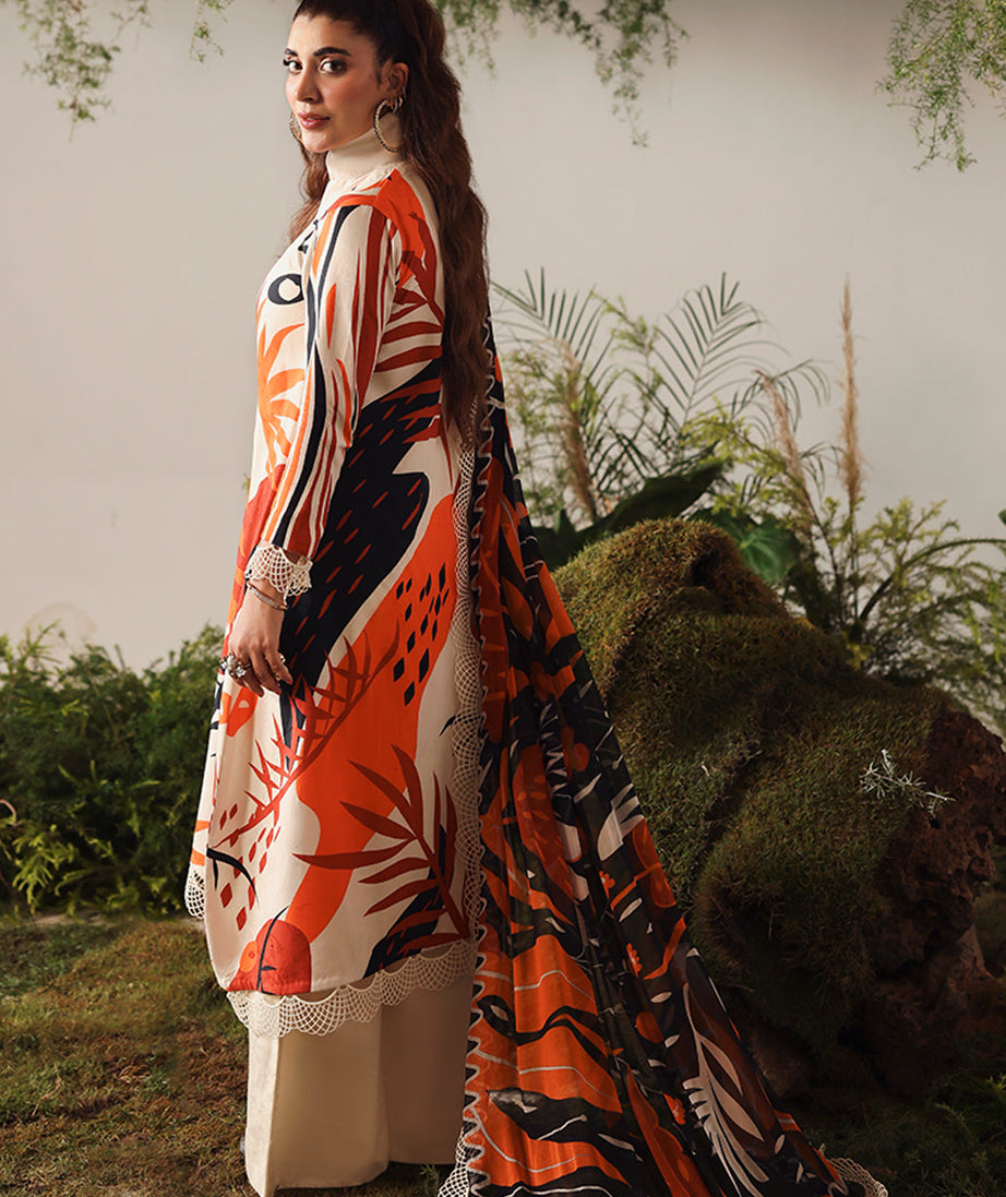 Naqsh Bloom & Vogue Jacquard`25 Apricot Orange D#154