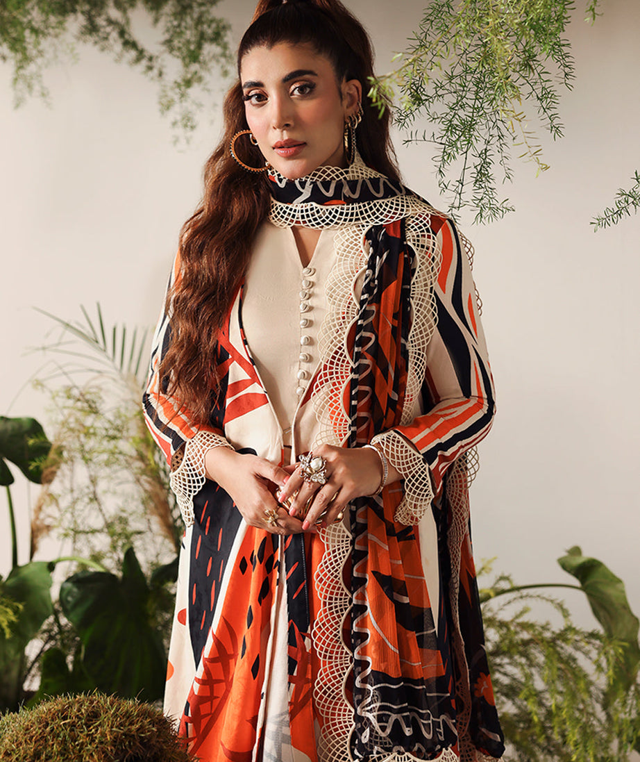 Naqsh Bloom & Vogue Jacquard`25 Apricot Orange D#154