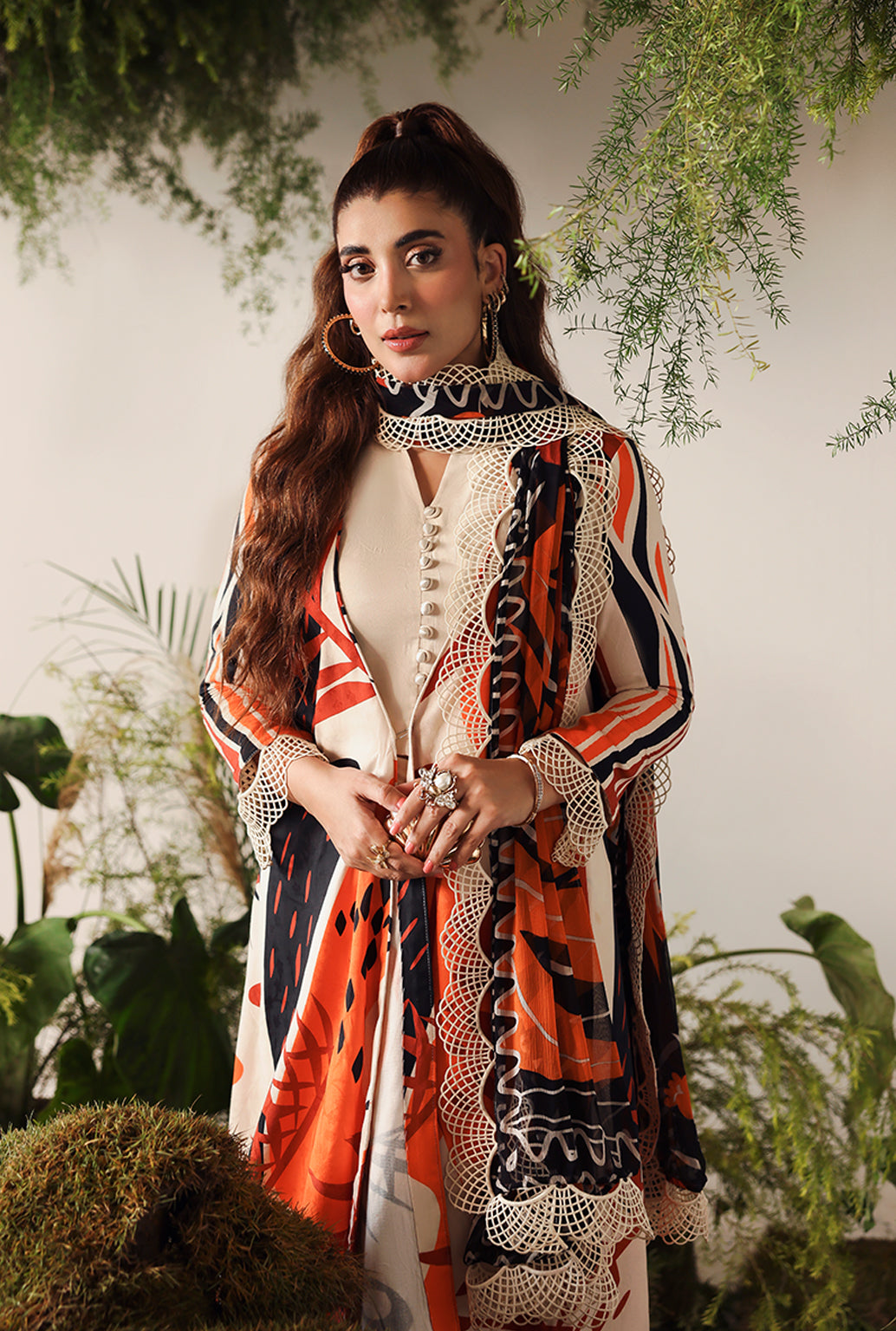 Naqsh Bloom & Vogue Jacquard`25 Apricot Orange D#154