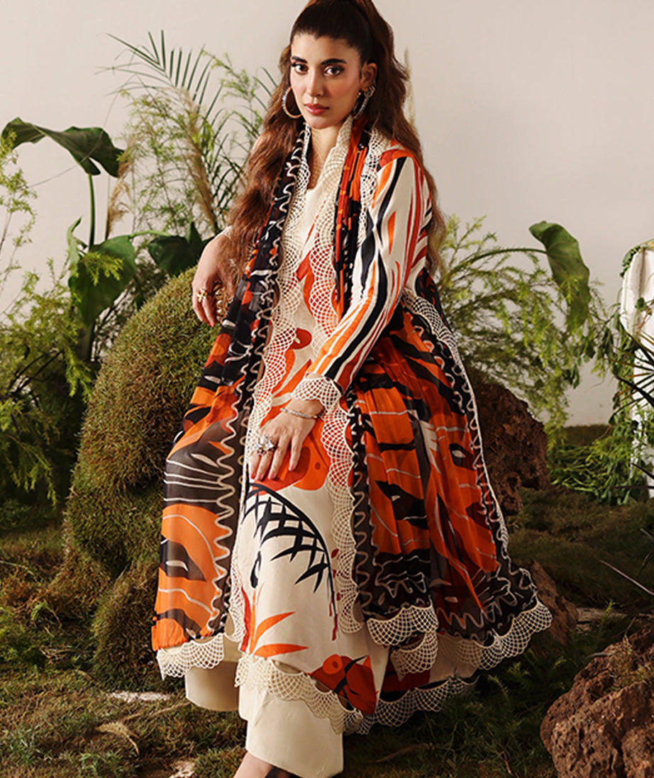 Naqsh Bloom & Vogue Jacquard`25 Apricot Orange D#154