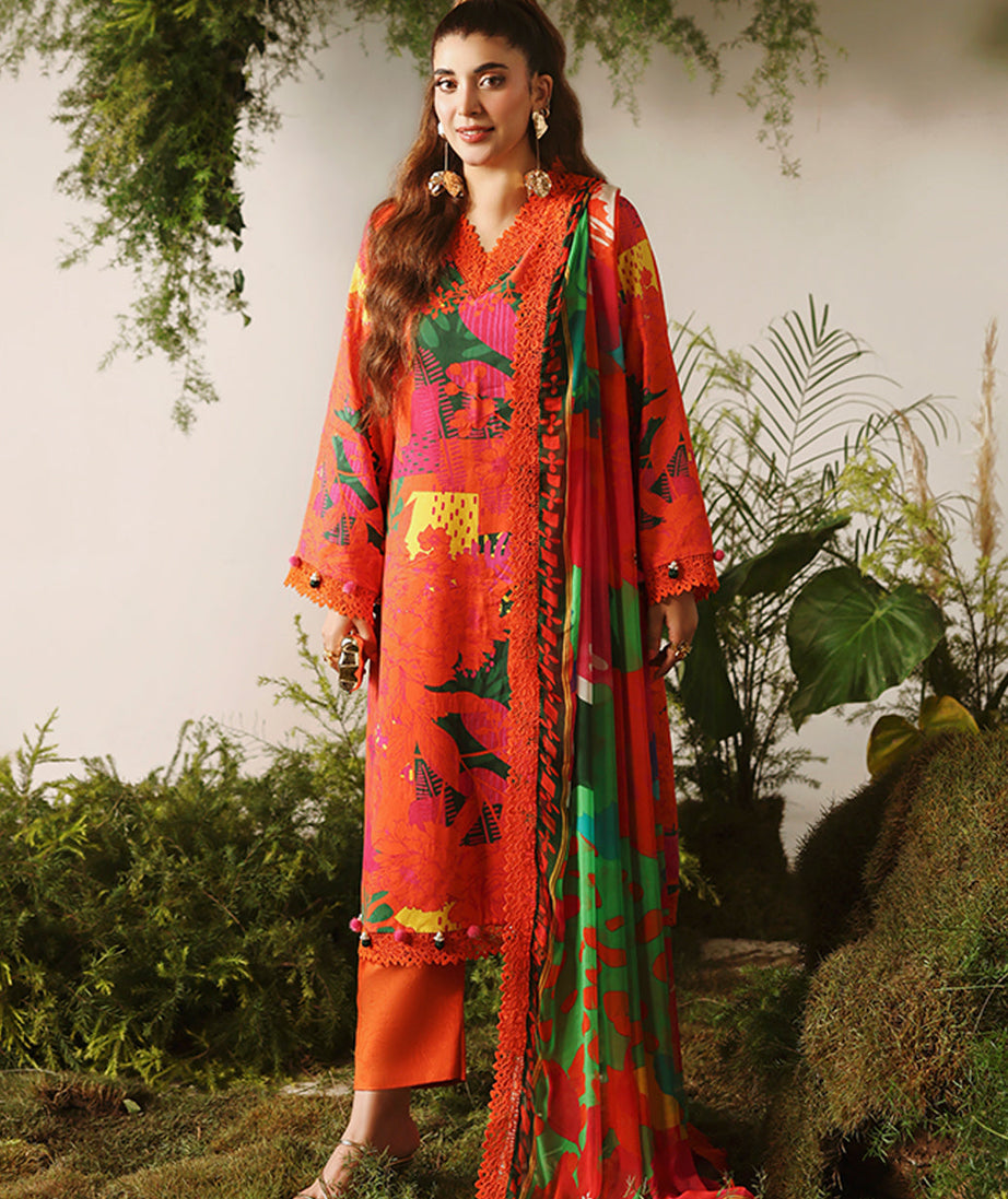Naqsh Bloom & Vogue Jacquard`25 Red Orange D#158