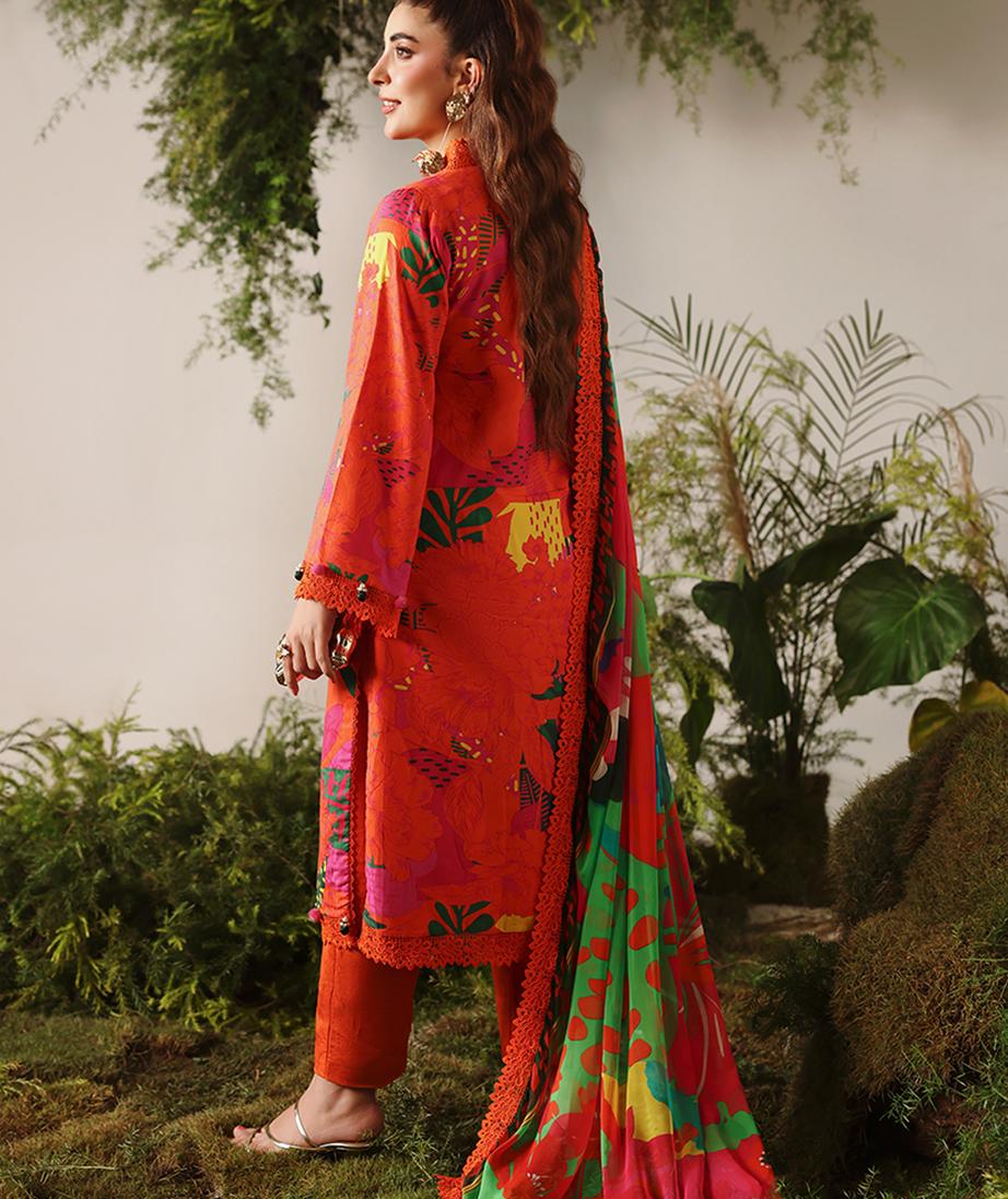 Naqsh Bloom & Vogue Jacquard`25 Red Orange D#158