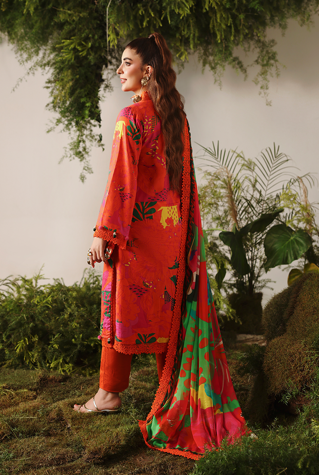 Naqsh Bloom & Vogue Jacquard`25 Red Orange D#158