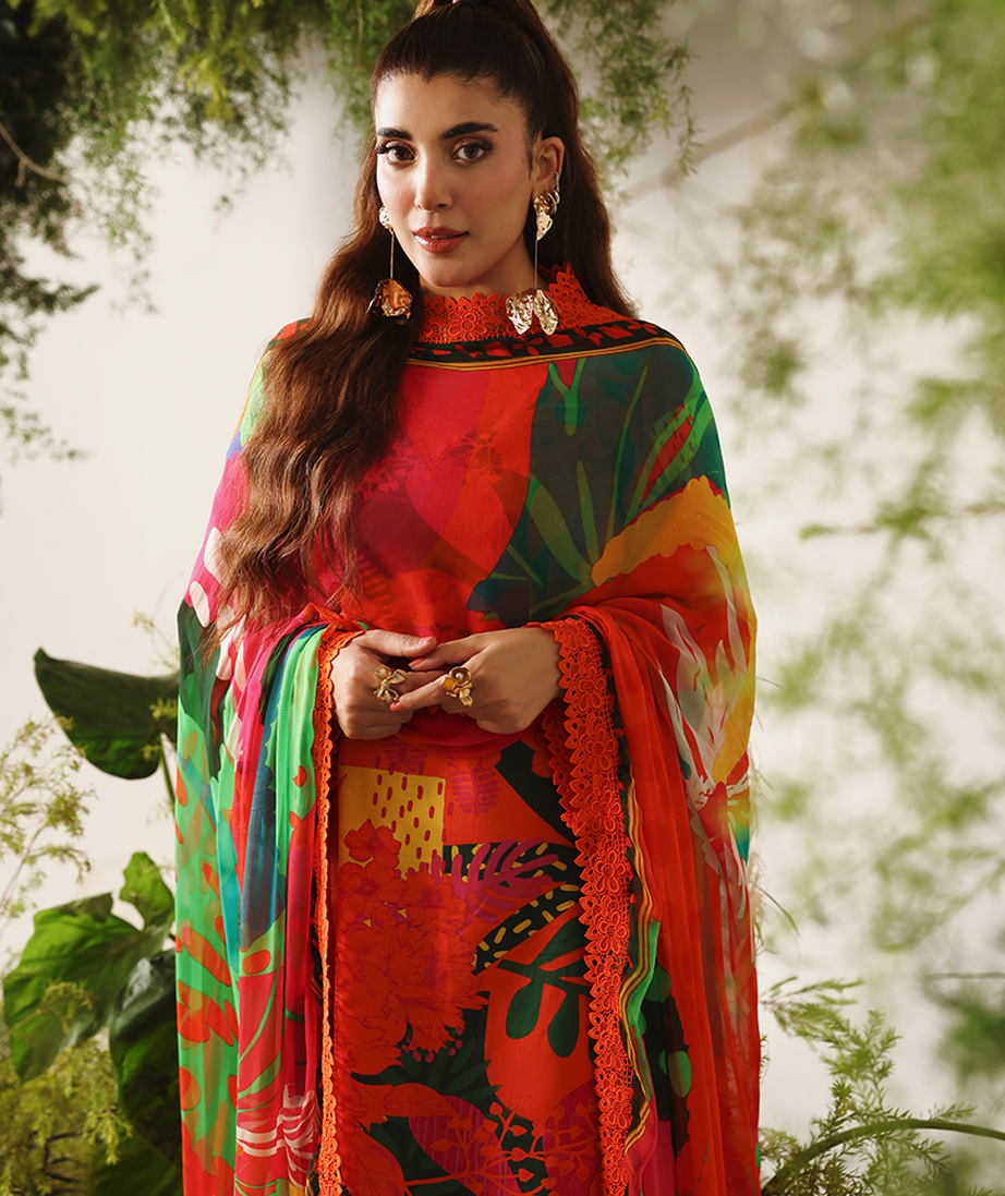 Naqsh Bloom & Vogue Jacquard`25 Red Orange D#158