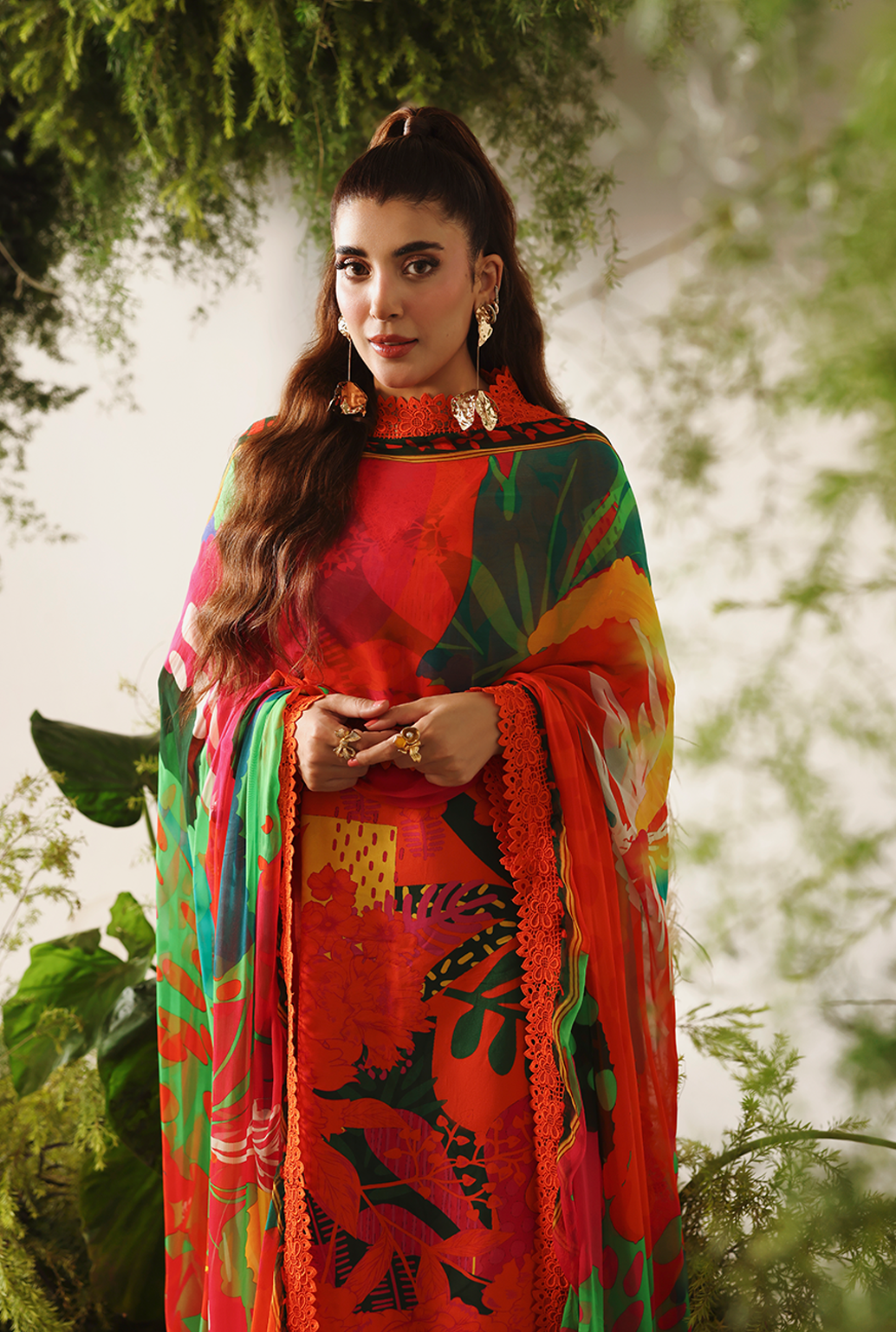 Naqsh Bloom & Vogue Jacquard`25 Red Orange D#158