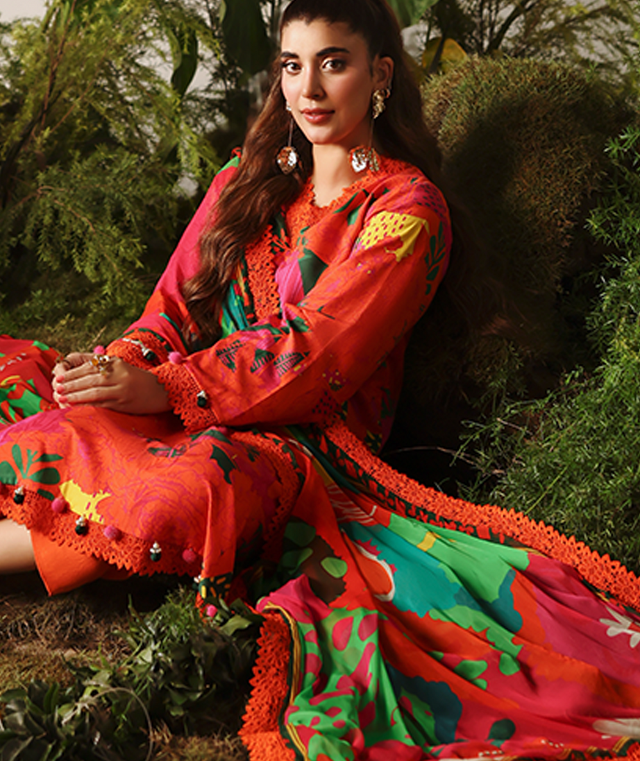 Naqsh Bloom & Vogue Jacquard`25 Red Orange D#158