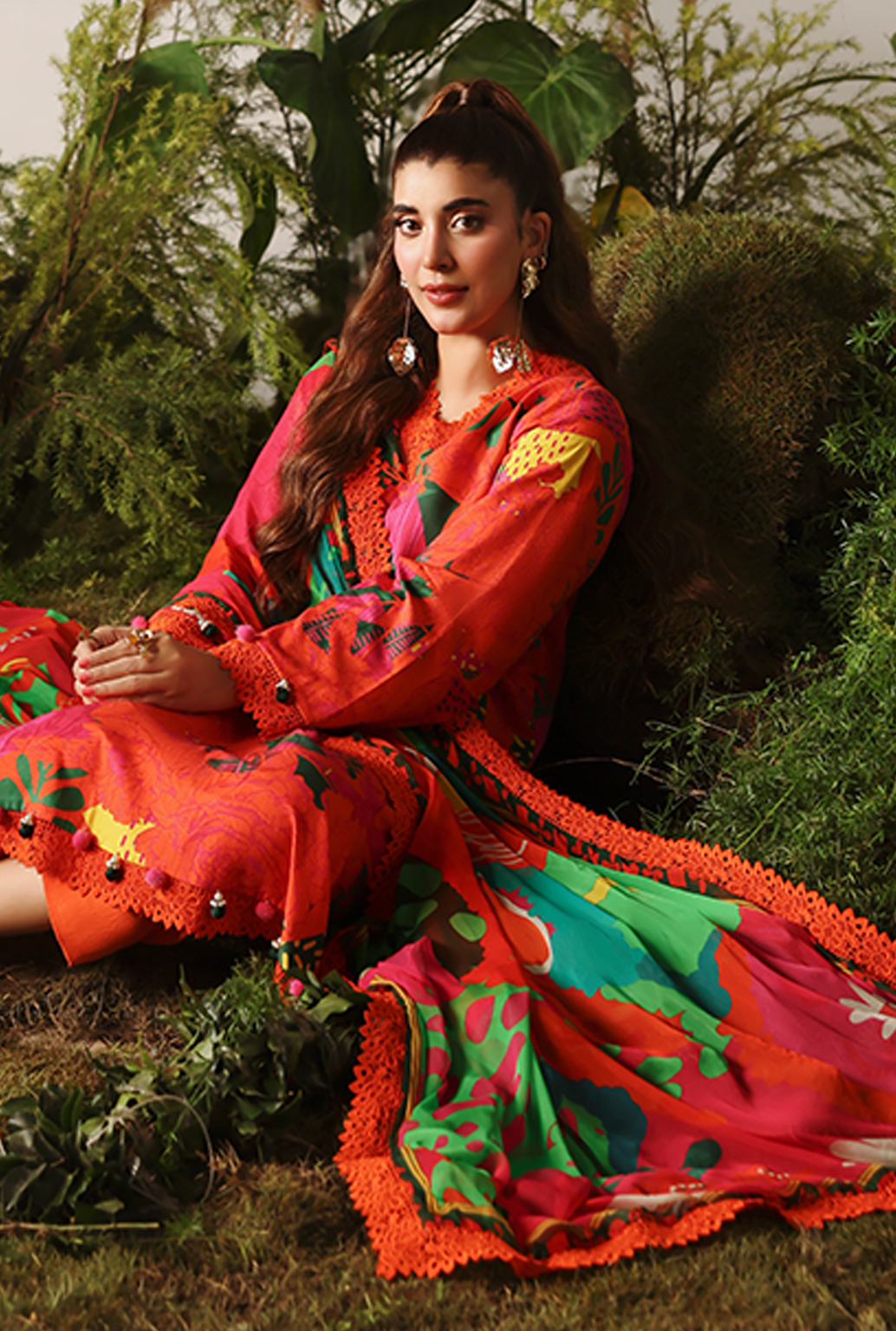 Naqsh Bloom & Vogue Jacquard`25 Red Orange D#158