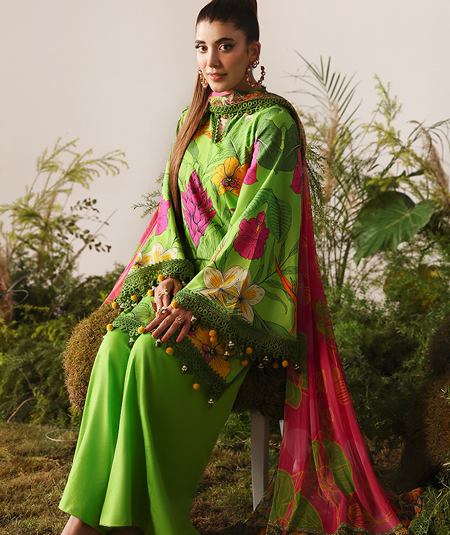 Naqsh Bloom & Vogue Jacquard`25 Parrot Green D#151