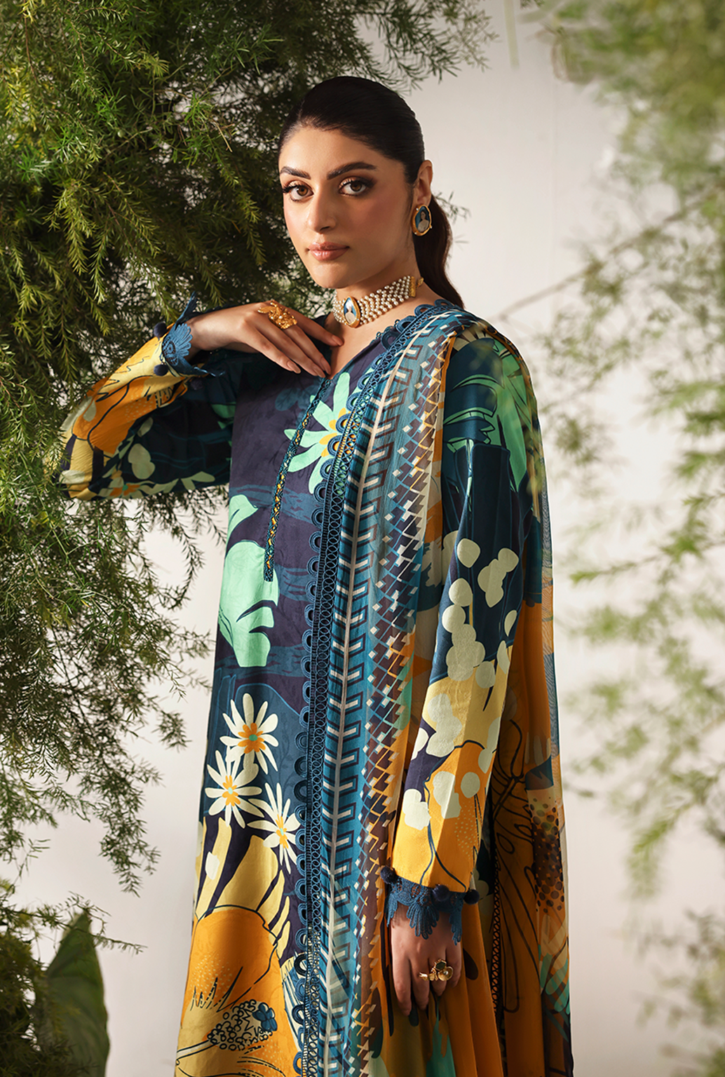 Naqsh Bloom & Vogue Jacquard`25 Ocean Blue D#159