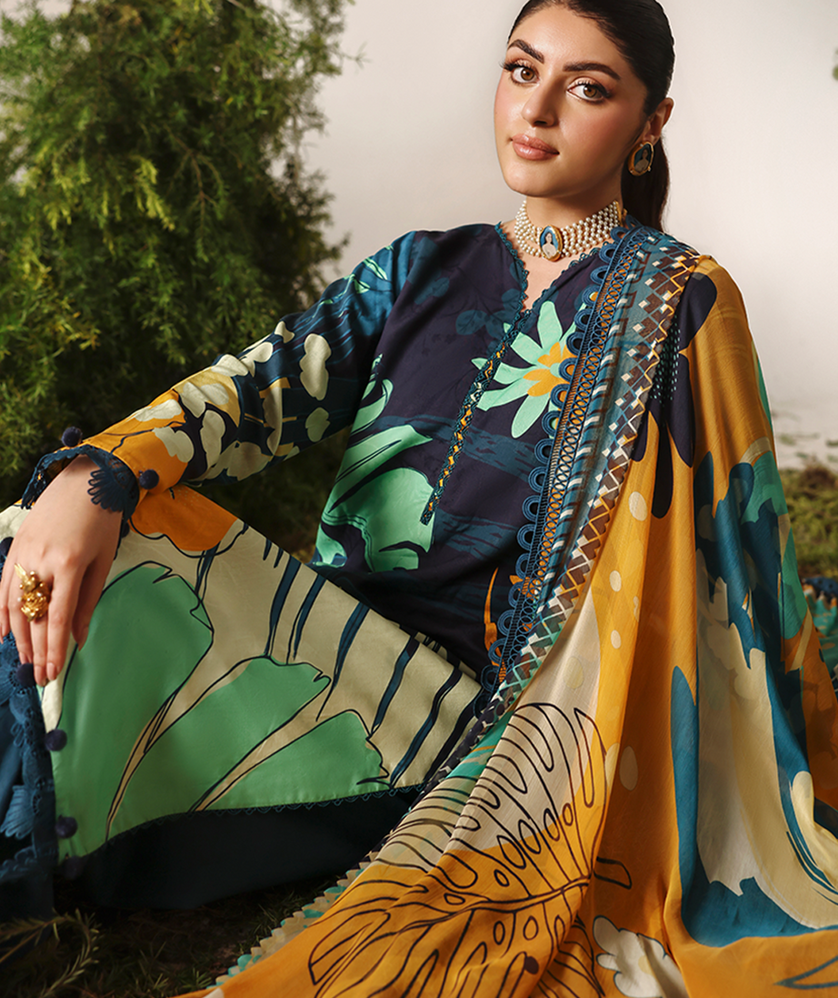 Naqsh Bloom & Vogue Jacquard`25 Ocean Blue D#159