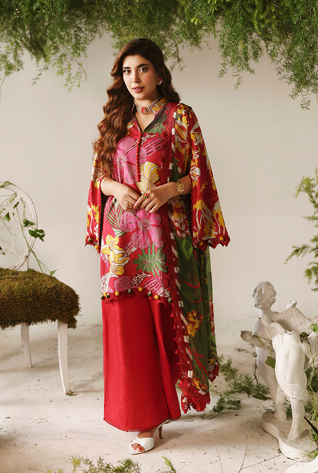Naqsh Bloom & Vogue Jacquard`25 Hot Red D#156
