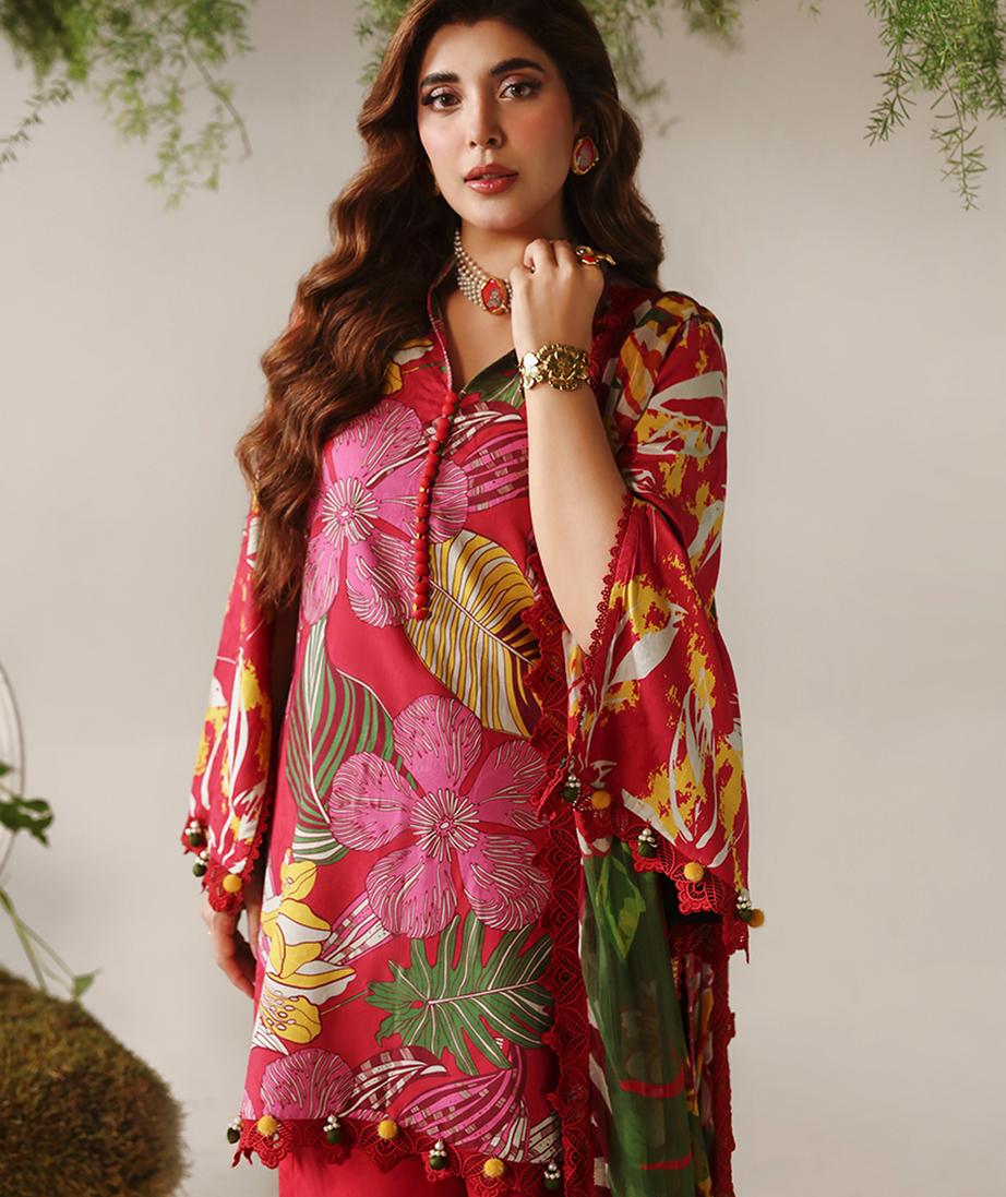 Naqsh Bloom & Vogue Jacquard`25 Hot Red D#156