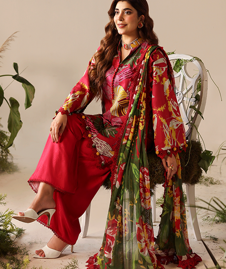 Naqsh Bloom & Vogue Jacquard`25 Hot Red D#156