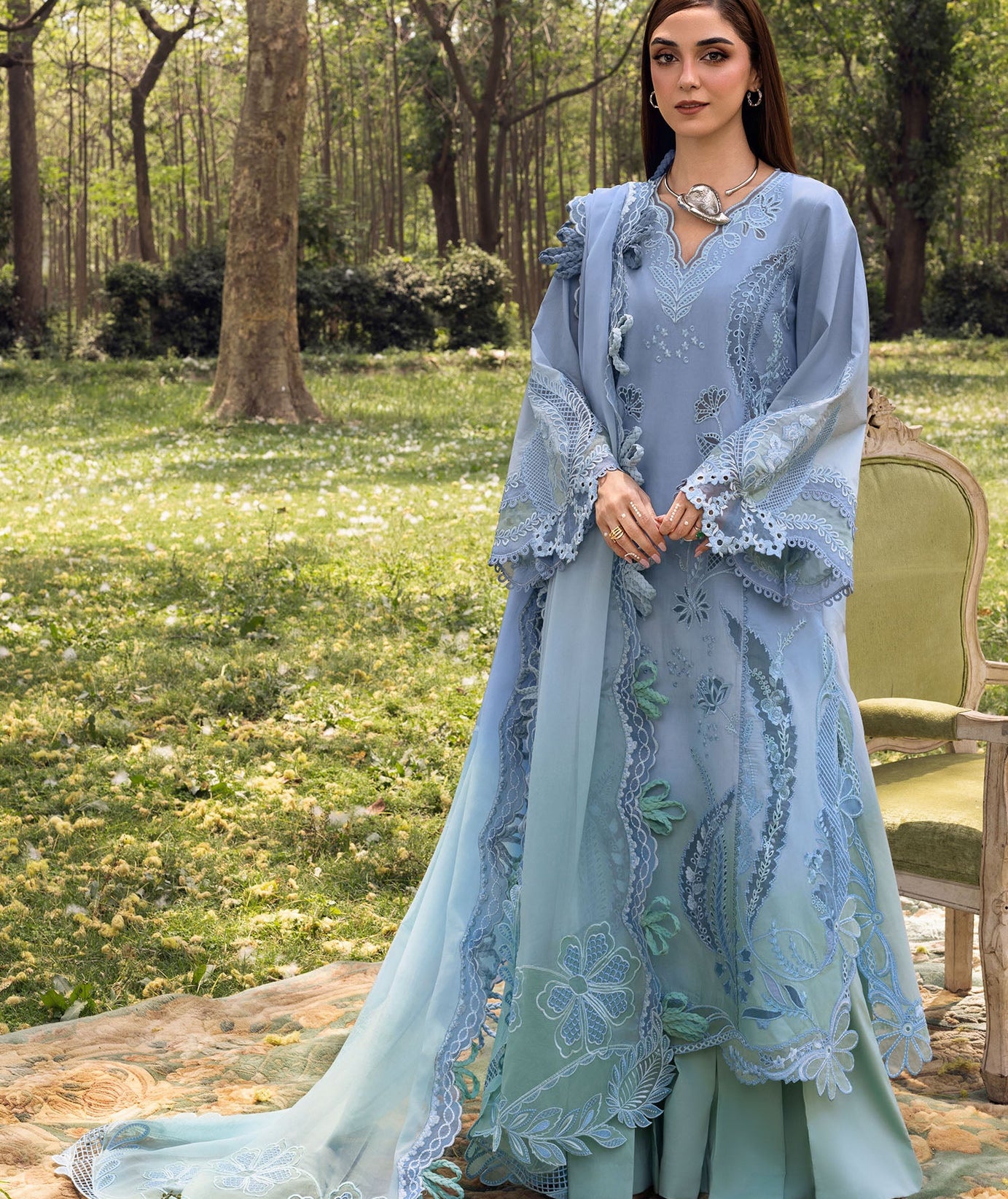 Crimson Luxe Lawn`25 ALL THINGS OMBRE - D1 A