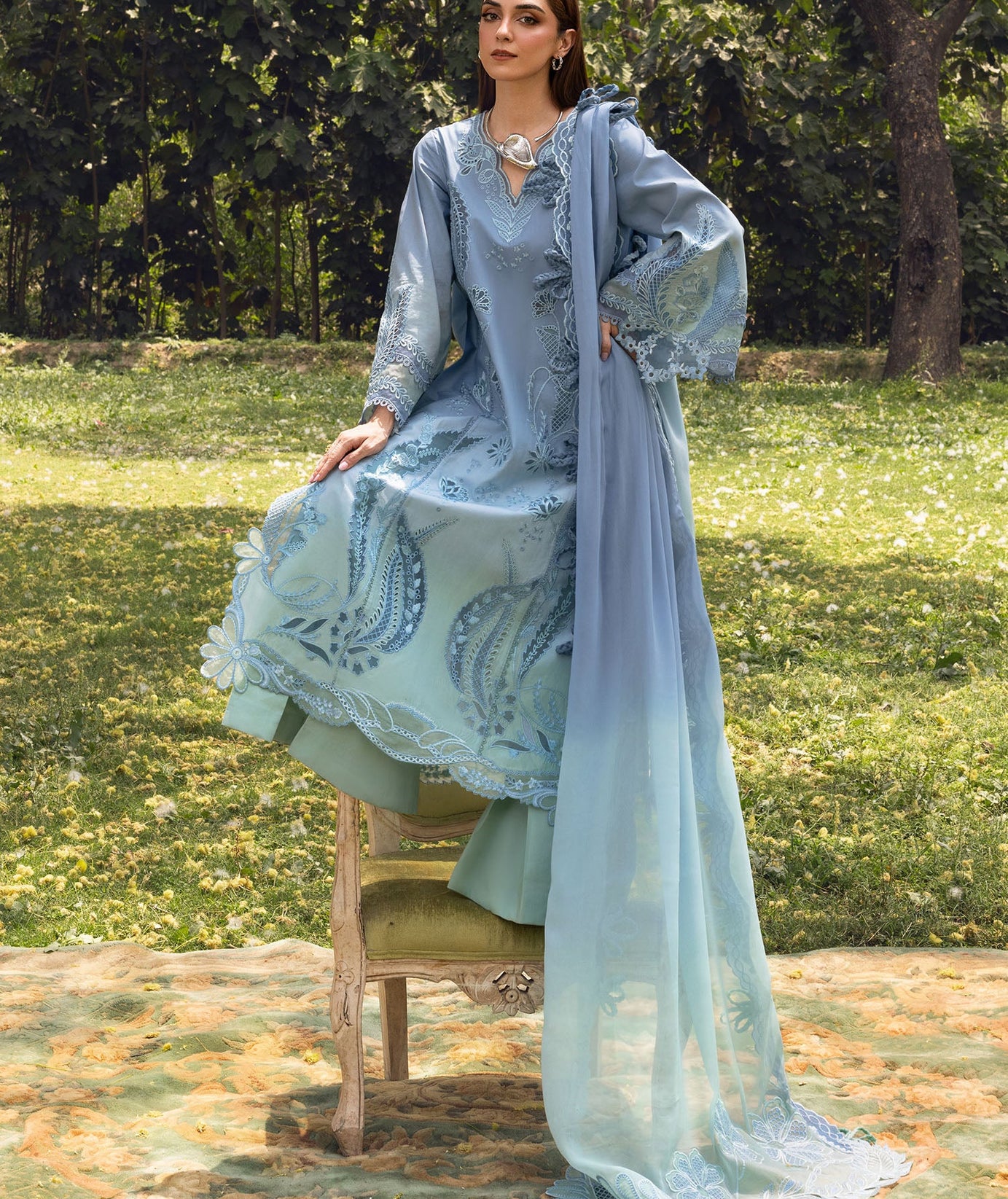 Crimson Luxe Lawn`25 ALL THINGS OMBRE - D1 A