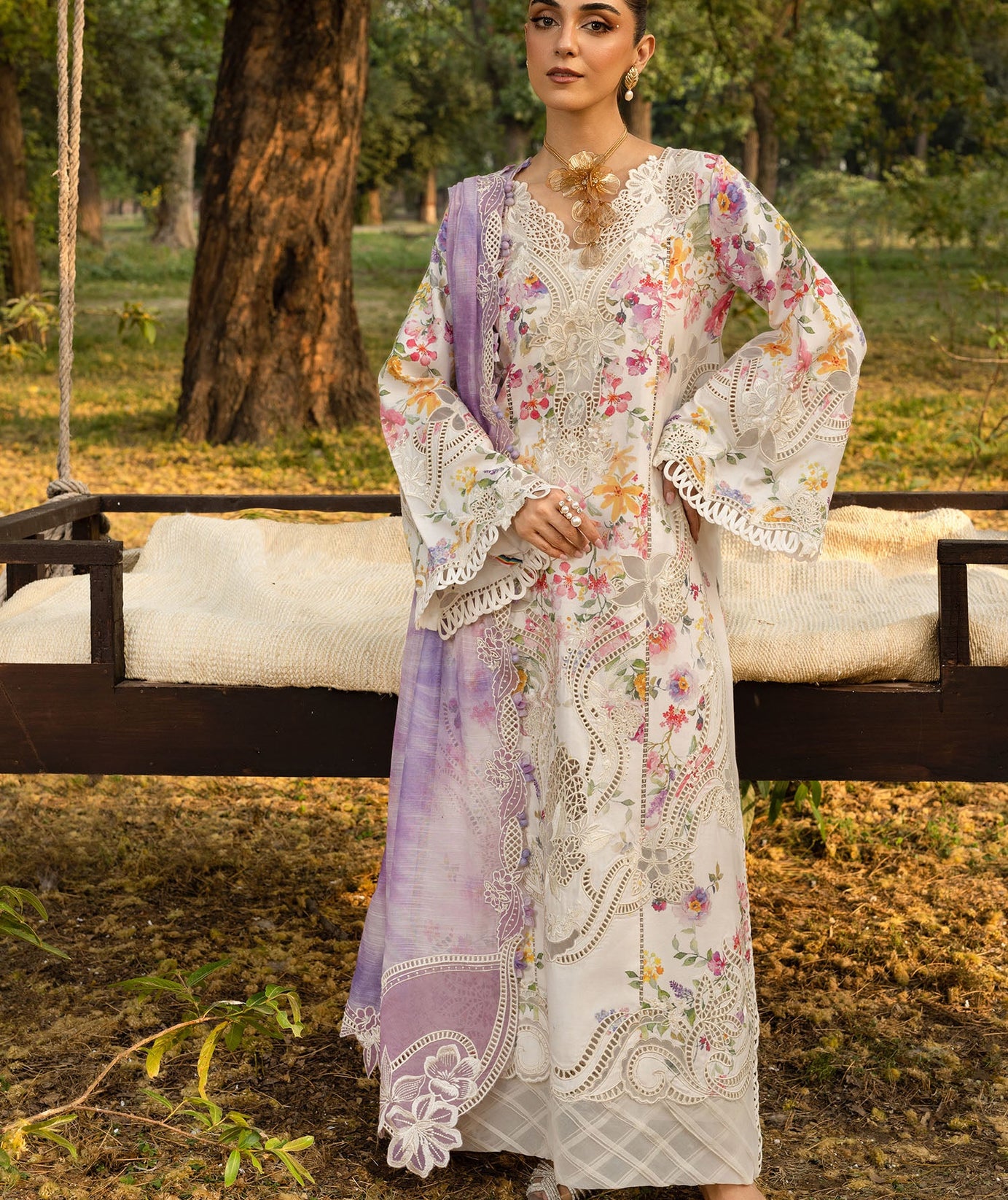 Crimson Luxe Lawn`25 PETALS AND PROMISES - D2B