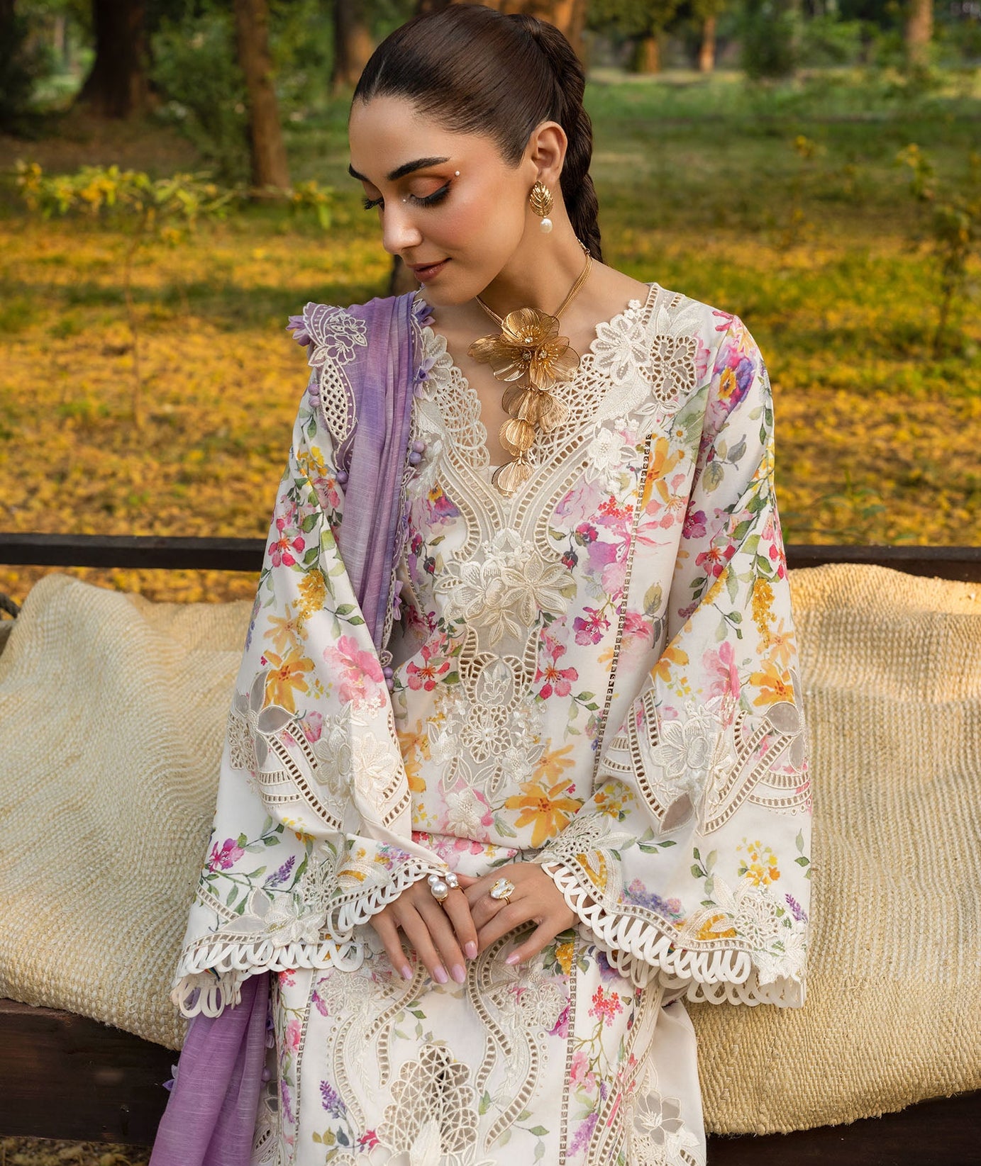 Crimson Luxe Lawn`25 PETALS AND PROMISES - D2B