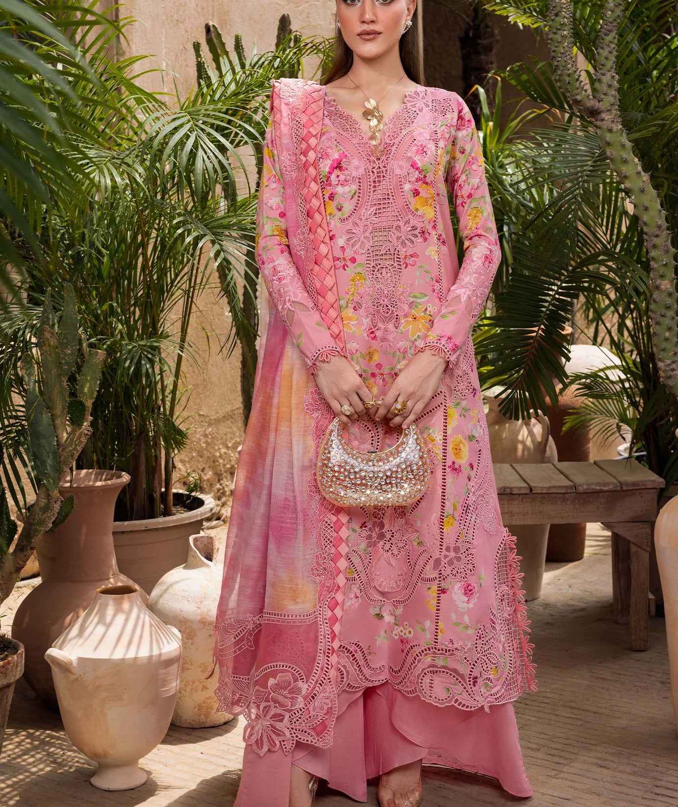 Crimson Luxe Lawn`25 PETALS AND PROMISES - D2A