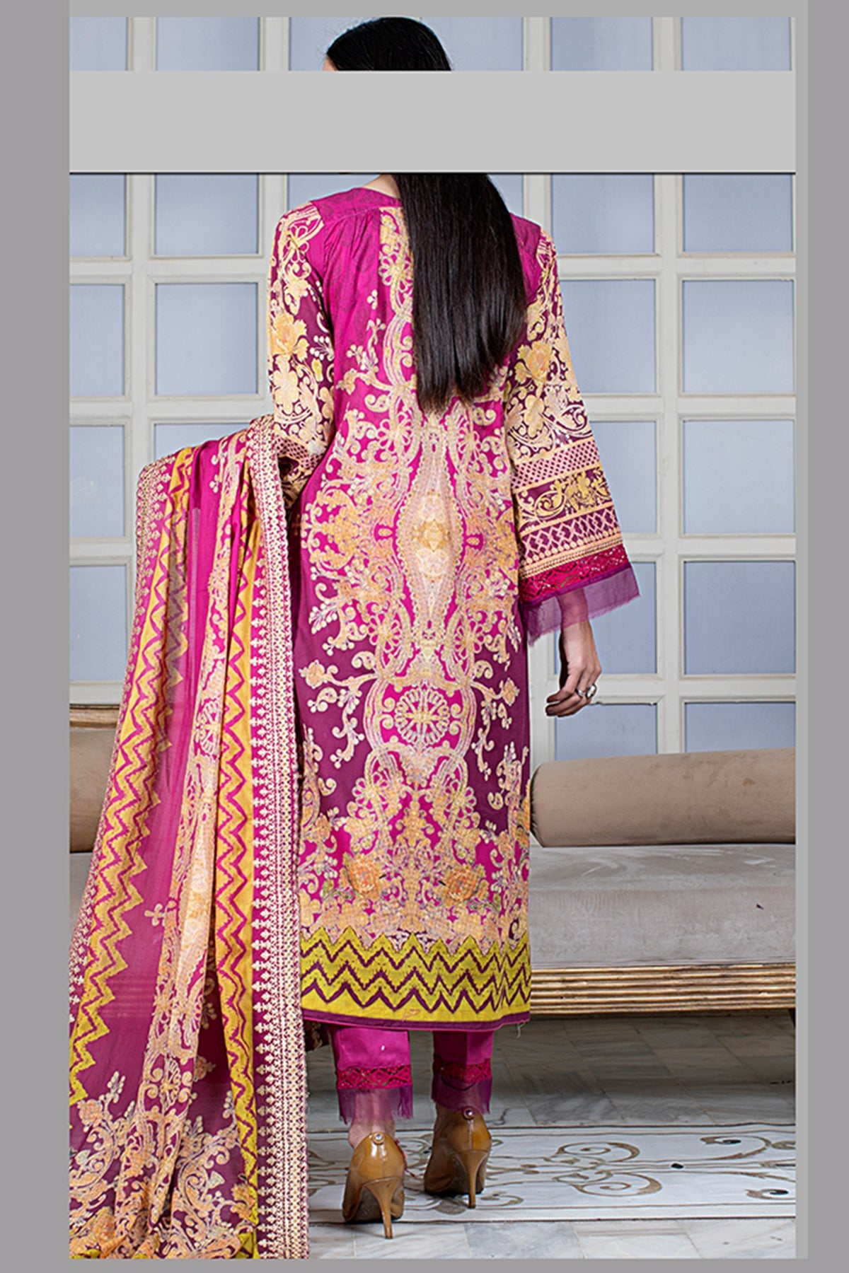 Noor E/Lawn Sitara L/Dupatta`23 D#67 (Magenda)