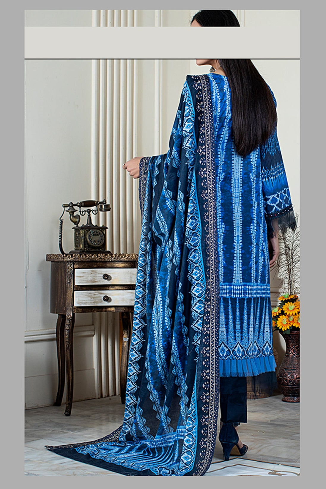 Noor E/Lawn Sitara L/Dupatta`23 D#65 (Nevy)