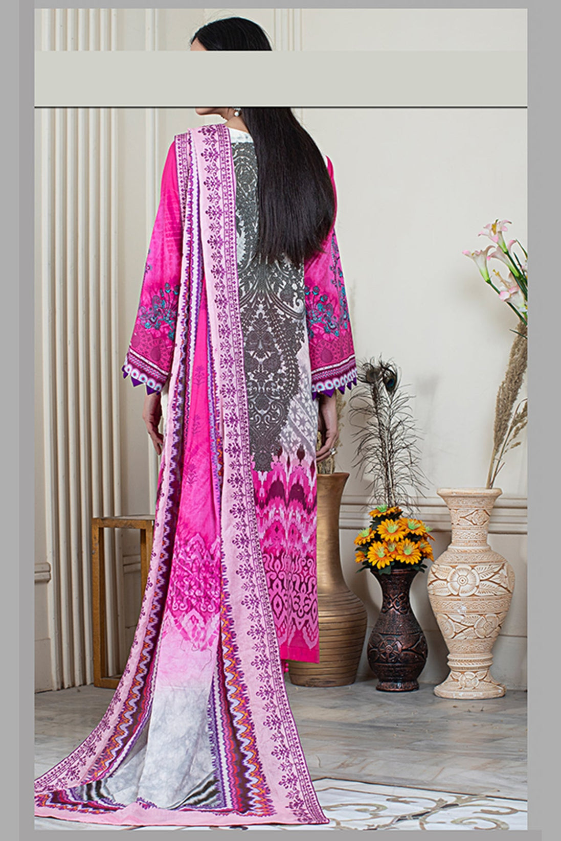 Noor E/Lawn Sitara L/Dupatta`23 D#63 (SH Pink)